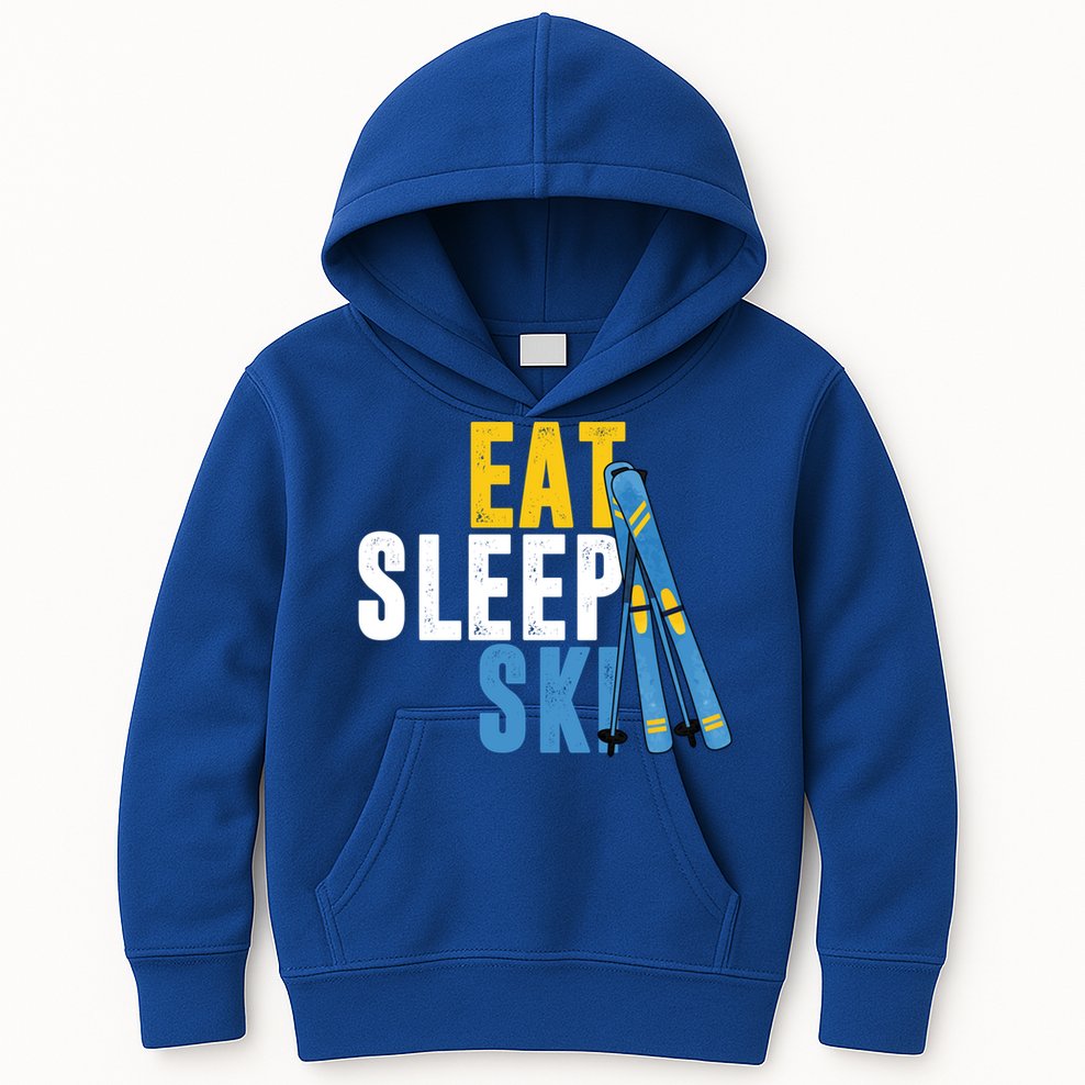 Eat Sleep Ski Skiing Winter Sports Mountain Skier Gift Kids Hoodie