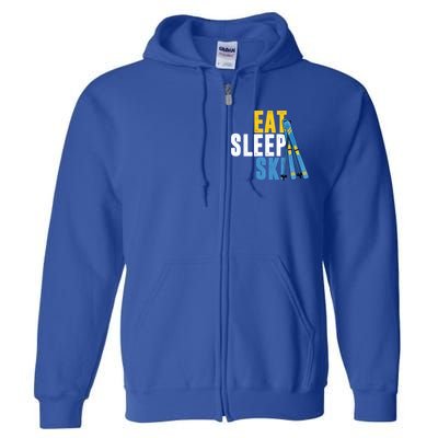 Eat Sleep Ski Skiing Winter Sports Mountain Skier Gift Full Zip Hoodie