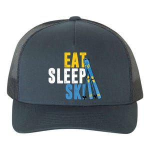 Eat Sleep Ski Skiing Winter Sports Mountain Skier Gift Yupoong Adult 5-Panel Trucker Hat