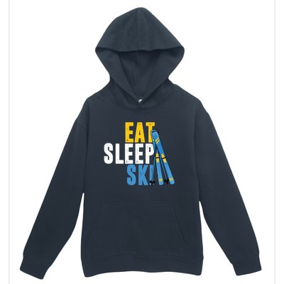 Eat Sleep Ski Skiing Winter Sports Mountain Skier Gift Urban Pullover Hoodie