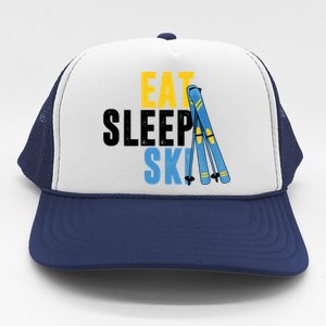 Eat Sleep Ski Skiing Winter Sports Mountain Skier Gift Trucker Hat