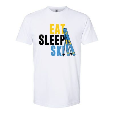 Eat Sleep Ski Skiing Winter Sports Mountain Skier Gift Softstyle CVC T-Shirt