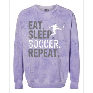 Eat Sleep Soccer Repeat Soccer Graphic Colorblast Crewneck Sweatshirt