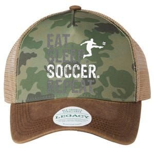 Eat Sleep Soccer Repeat Soccer Graphic Legacy Tie Dye Trucker Hat