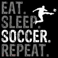 Eat Sleep Soccer Repeat Soccer Graphic Stripe Pom Pom Beanie