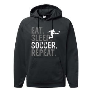 Eat Sleep Soccer Repeat Soccer Graphic Performance Fleece Hoodie