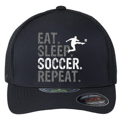 Eat Sleep Soccer Repeat Soccer Graphic Flexfit Unipanel Trucker Cap