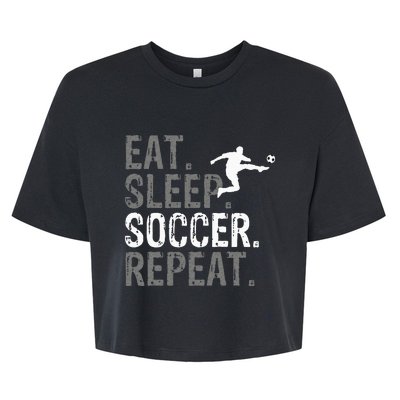 Eat Sleep Soccer Repeat Soccer Graphic Bella+Canvas Jersey Crop Tee