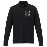 Eat Sleep Soccer Repeat Soccer Graphic Performance Long Sleeve Polo