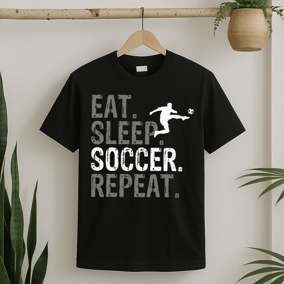 Eat Sleep Soccer Repeat Soccer Graphic T-Shirt