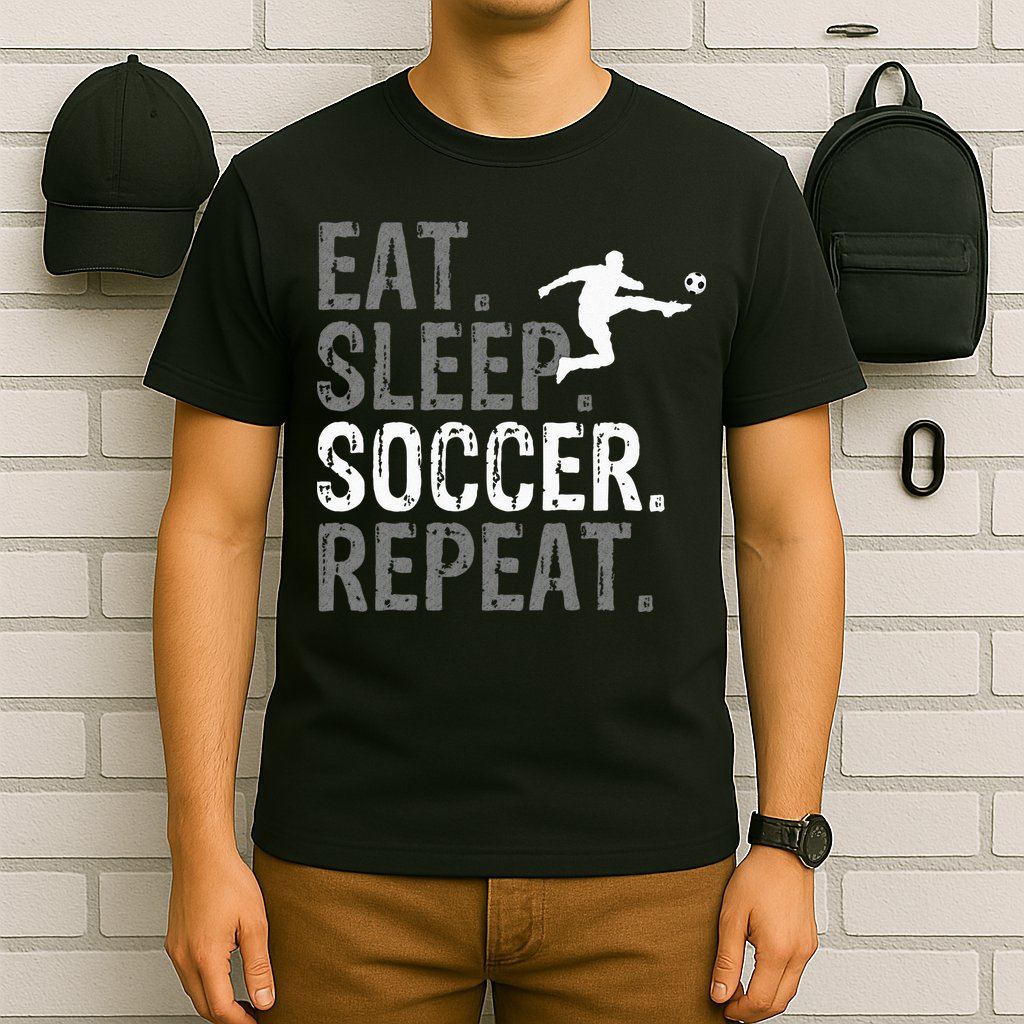 Eat Sleep Soccer Repeat Soccer Graphic T-Shirt