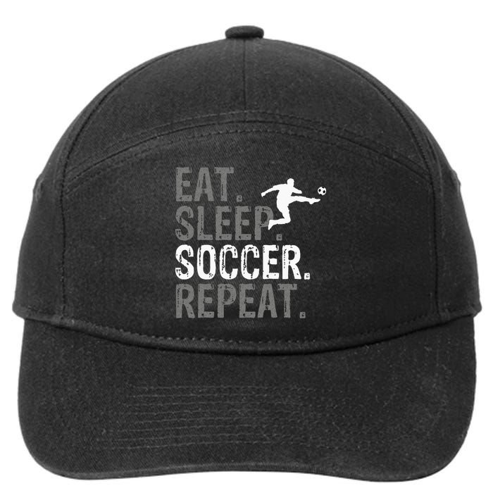 Eat Sleep Soccer Repeat Soccer Graphic 7-Panel Snapback Hat