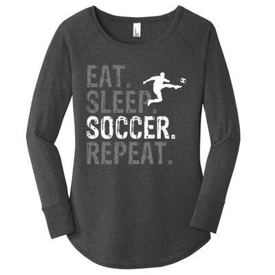 Eat Sleep Soccer Repeat Soccer Graphic Women's Perfect Tri Tunic Long Sleeve Shirt