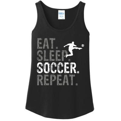 Eat Sleep Soccer Repeat Soccer Graphic Ladies Essential Tank