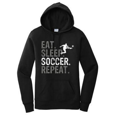 Eat Sleep Soccer Repeat Soccer Graphic Women's Pullover Hoodie