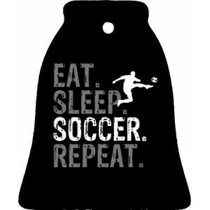 Eat Sleep Soccer Repeat Soccer Graphic Ceramic Bell Ornament