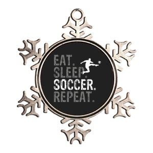 Eat Sleep Soccer Repeat Soccer Graphic Metallic Star Ornament