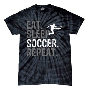 Eat Sleep Soccer Repeat Soccer Graphic Tie-Dye T-Shirt