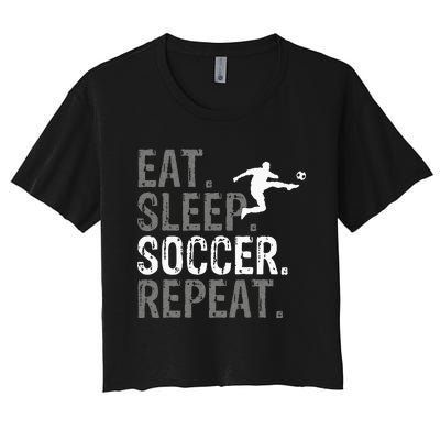 Eat Sleep Soccer Repeat Soccer Graphic Women's Crop Top Tee