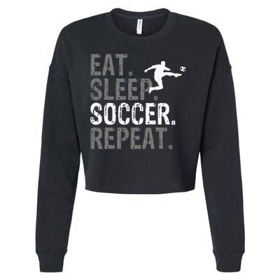Eat Sleep Soccer Repeat Soccer Graphic Cropped Pullover Crew