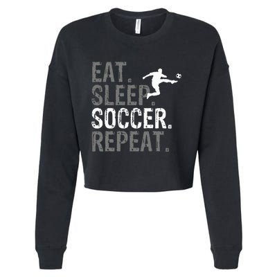 Eat Sleep Soccer Repeat Soccer Graphic Cropped Pullover Crew