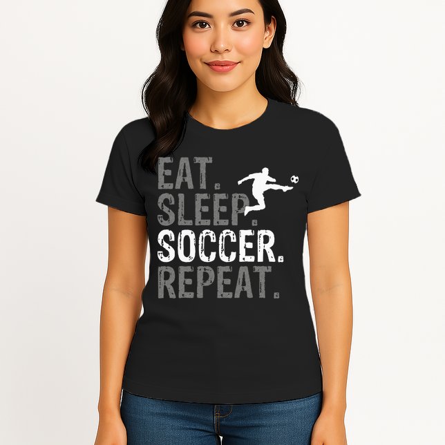 Eat Sleep Soccer Repeat Soccer Graphic Womens T-Shirt