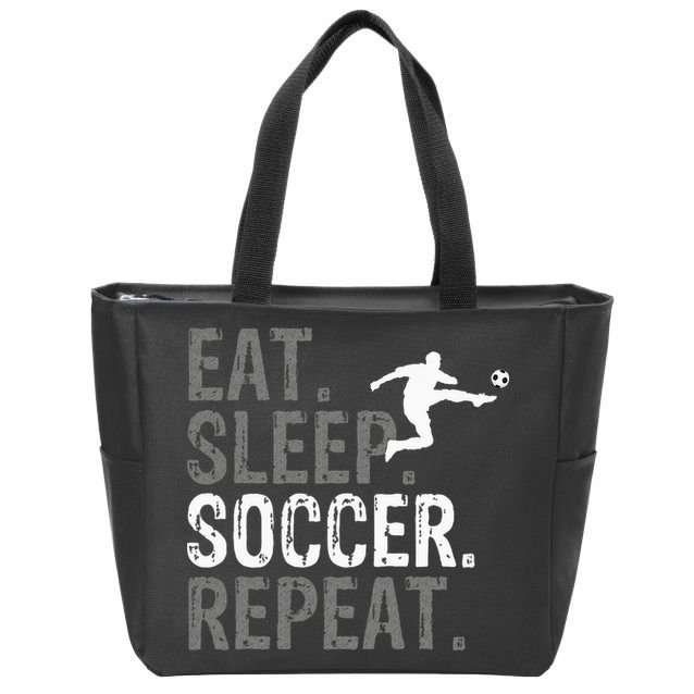 Eat Sleep Soccer Repeat Soccer Graphic Zip Tote Bag