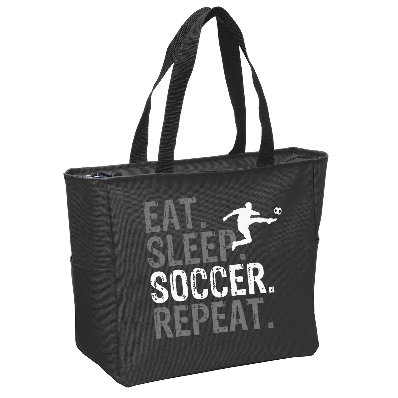 Eat Sleep Soccer Repeat Soccer Graphic Zip Tote Bag
