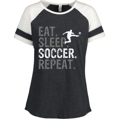 Eat Sleep Soccer Repeat Soccer Graphic Enza Ladies Jersey Colorblock Tee