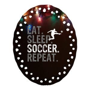 Eat Sleep Soccer Repeat Soccer Graphic Ceramic Oval Ornament