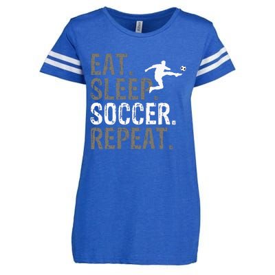 Eat Sleep Soccer Repeat Soccer Graphic Enza Ladies Jersey Football T-Shirt