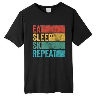 Eat Sleep Ski Repeat Skiing Skier Vintage Distressed Funny Funny Gift Tall Fusion ChromaSoft Performance T-Shirt