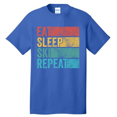 Eat Sleep Ski Repeat Skiing Skier Vintage Distressed Funny Funny Gift Tall T-Shirt