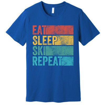 Eat Sleep Ski Repeat Skiing Skier Vintage Distressed Funny Funny Gift Premium T-Shirt