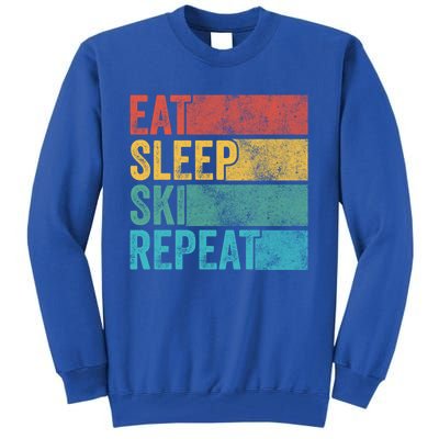 Eat Sleep Ski Repeat Skiing Skier Vintage Distressed Funny Funny Gift Tall Sweatshirt