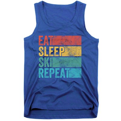 Eat Sleep Ski Repeat Skiing Skier Vintage Distressed Funny Funny Gift Tank Top