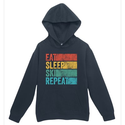 Eat Sleep Ski Repeat Skiing Skier Vintage Distressed Funny Funny Gift Urban Pullover Hoodie