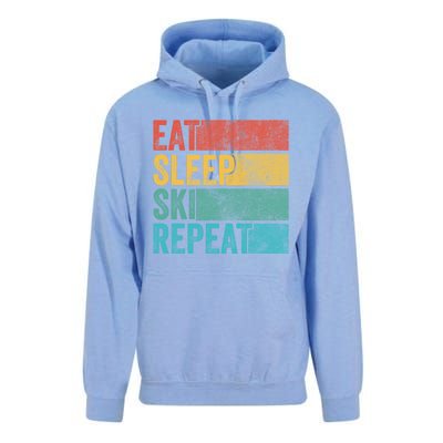 Eat Sleep Ski Repeat Skiing Skier Vintage Distressed Funny Funny Gift Unisex Surf Hoodie