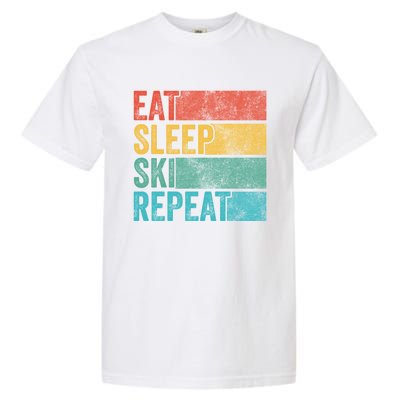 Eat Sleep Ski Repeat Skiing Skier Vintage Distressed Funny Funny Gift Garment-Dyed Heavyweight T-Shirt