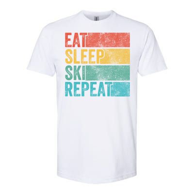 Eat Sleep Ski Repeat Skiing Skier Vintage Distressed Funny Funny Gift Softstyle CVC T-Shirt