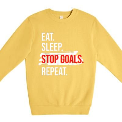 Eat Sleep Stop Goals Repeat Field Hockey Player Hockey Fan Premium Crewneck Sweatshirt