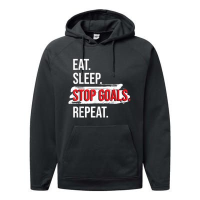 Eat Sleep Stop Goals Repeat Field Hockey Player Hockey Fan Performance Fleece Hoodie