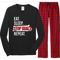 Eat Sleep Stop Goals Repeat Field Hockey Player Hockey Fan Long Sleeve Pajama Set