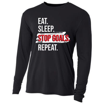 Eat Sleep Stop Goals Repeat Field Hockey Player Hockey Fan Cooling Performance Long Sleeve Crew