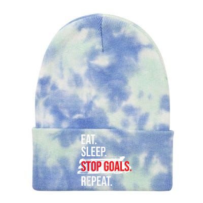 Eat Sleep Stop Goals Repeat Field Hockey Player Hockey Fan Tie Dye 12in Knit Beanie