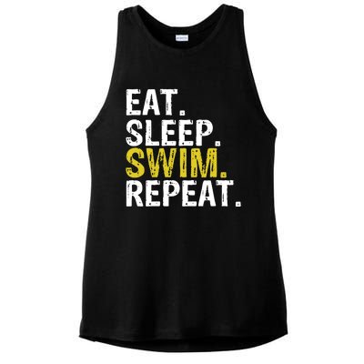 Eat Sleep Swim Repeat Gift Hoodie Ladies PosiCharge Tri-Blend Wicking Tank