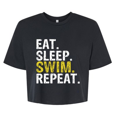 Eat Sleep Swim Repeat Gift Hoodie Bella+Canvas Jersey Crop Tee