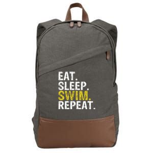 Eat Sleep Swim Repeat Gift Hoodie Cotton Canvas Backpack