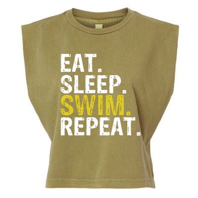 Eat Sleep Swim Repeat Gift Hoodie Garment-Dyed Women's Muscle Tee