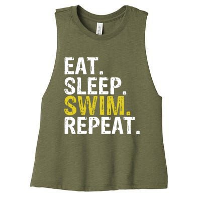 Eat Sleep Swim Repeat Gift Hoodie Women's Racerback Cropped Tank